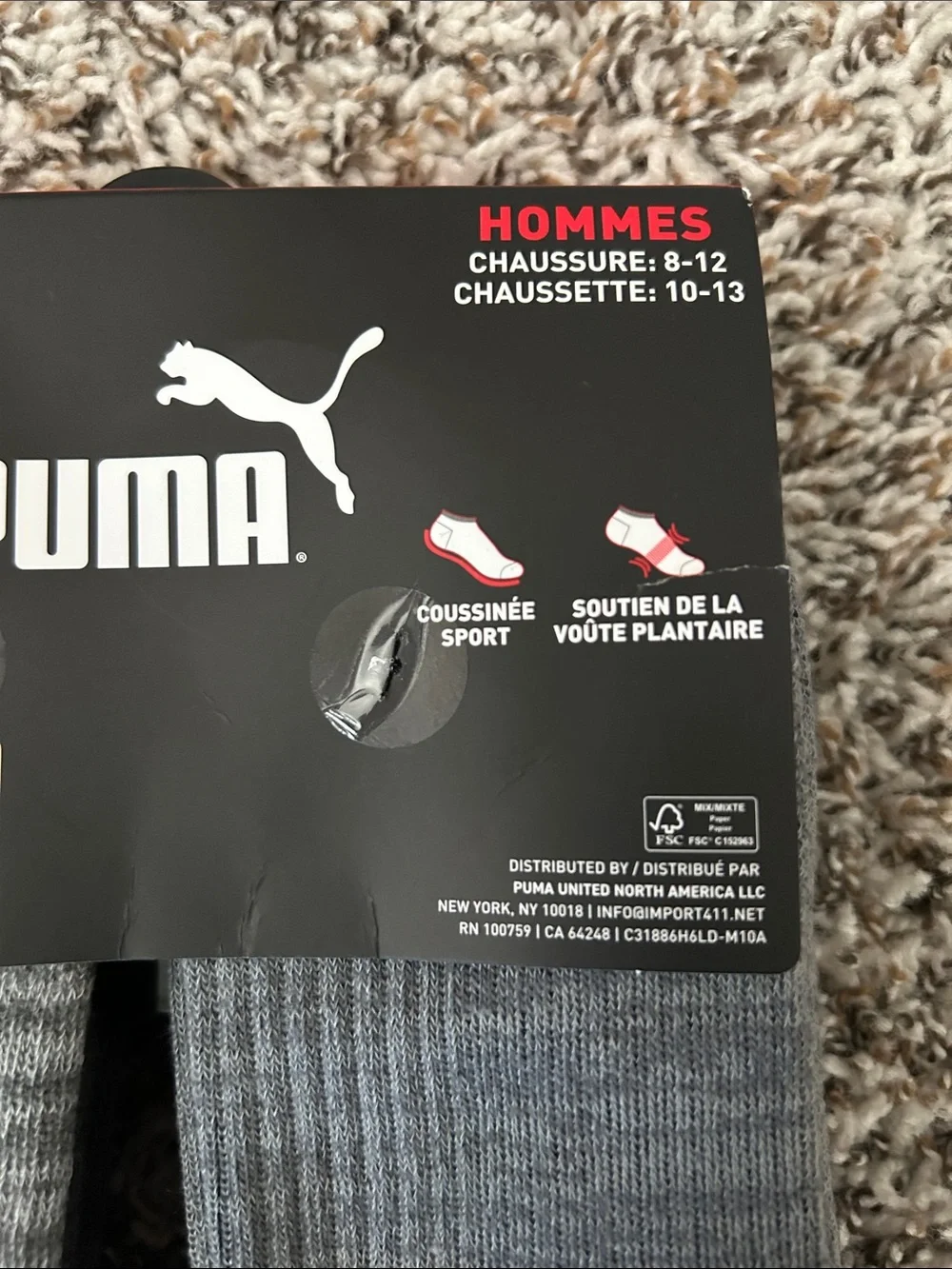 Puma Men’s Low Cut Athletic Socks - Gray, Dark Gray & Neon Yellow (6 Pairs)